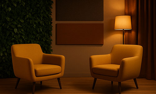 ● Décor interchangeable : fond végétal, plaques acoustiques décoratives, habillages personnalisables